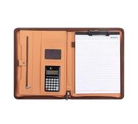 Zippered Leather Business Conference Folder with 12-Digit Calculator, Notepads & Clipboard SEIBES Mappe Organiser Zippered Resume Organiser Professional Clipboard Folder with Calculator Executive