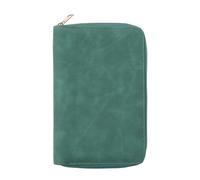 Zippered Leather Notebook Binder Cover with Card Pocket Elastic Pen Slot Refillable 6 Rings Binder Cover for Planner Compact Notebook Wallet