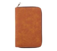 Zippered Leather Notebook Binder Cover with Card Pocket Elastic Pen Slot Refillable 6 Rings Binder Cover for Planner Compact Notebook Wallet