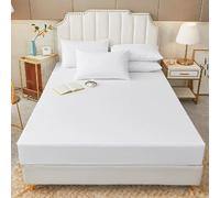 Zippered Mattress Encasement, Quilted Bed Mattress Cover with 12" Deep Pocket, Durable Noiseless Zipper, Breathable, Waterproof Mattress Protector(White,150 * 200+10cm)