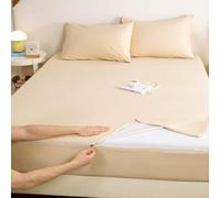 Zippered Mattress Encasement, Quilted Bed Mattress Cover with 12" Deep Pocket, Durable Noiseless Zipper, Breathable, Waterproof Mattress Protector(Khaki,120 * 200cm+15cm)