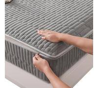 Zippered Mattress Protector Quilted Full Mattress Cover with Zip Single/Double/King Size Cotton Velvet Encased Zipped Fitted Sheet Customizable Noiseless Breathable Mattress Topper (90X190+20cm,Gray)