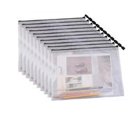 Zippered Mesh Document Pouch A4 Transparent Bag for | See-through front with black backing, clear view of conts, tear-resistant mesh with zippered , splash-proof for