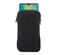 Zippered Neoprene Cell Phone Sleeve Mesh Pocket Pouch for iPhone 16 Plus 15 Plus iPhone 15 14 13 Pro Max 12 Pro Max Google Pixel 8/7 Pro 6 Pro OnePlus 12 11 Moto G Play 2024 (Black)