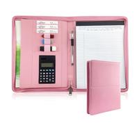 Zippered Padfolio A4 PU Leather Portfolio Organizer with Calculator for Interview Resume Document Planner Agenda Schedule Tablet Sleeve Holder Men Women Businessman