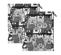 Zippered Pencil Pouches 2 PCS Cartoon Style Cute Animal cat paw | soft pencil case with Clear Window big capacity 3 Ringing binder folders for Storing School Office Supplies