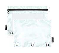 Zippered Pencil Pouches with Clear Window Azure Solid Color Pure Plain Rings Pencil case in Assorted Colors 3 Rings Binder for Storing School Students Teacher Supplies Multicolored 2 PCS