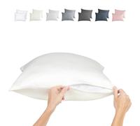 Zippered Pillowcases - King Size 36x20, 100% Viscose Derived from Bamboo, 2 PK, Cream - Cooling Pillow Cases - Silky Pillow Covers for Hot Sleepers, Menopause, Night Sweats - by JoMo