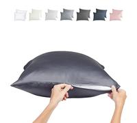 Zippered Pillowcases - King Size 36x20, 100% Viscose Derived from Bamboo, 2 PK, Dark Gray - Cooling Pillow Cases - Silky Pillow Covers for Hot Sleepers, Menopause, Night Sweats - by JoMo