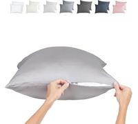 Zippered Pillowcases - King Size 36x20, 100% Viscose Derived from Bamboo, 2 PK, Gray - Cooling Pillow Cases - Silky Pillow Covers for Hot Sleepers, Menopause, Night Sweats - by JoMo