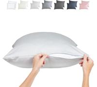 Zippered Pillowcases - King Size 36x20, 100% Viscose Derived from Bamboo, 2 PK, Silver Gray - Cooling Pillow Cases - Silky Pillow Covers for Hot Sleepers, Menopause, Night Sweats - by JoMo