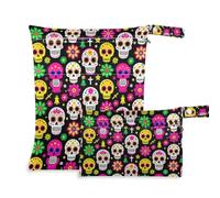 Zippered Small Dry Bags 2 Pack Colorful Sugar Skulls Day Of The Dead