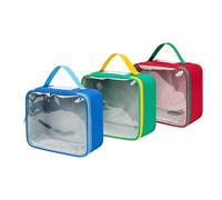 Zippered Toy Pouch Collection, Portable Storage Trio, Transparent Viewing Panel, Grab-Ready Handles, Block Sorting, Car Ride Organization Case Loose Piece Organizer Activity Supply