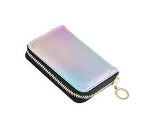 Zippered Wallet Women Zip Around Credit Card Protector RFID Blocking Modern Colorful Holographic Zipper Card and Cash Holder