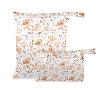 zippered wet swimsuit bag 2 Pack travel essentials for baby with handles for baby diapers, baby diapers (Bluebell Rose Gold and White)