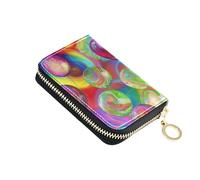 Zippered Womens Wallet Small RFID Blocking Credit Card Holder Vibrant Balloons Colorful Rainbow Coin Purse Wallet with Zipper