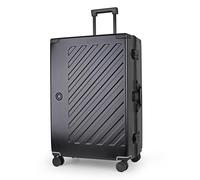 Zipperless Polycarbonate Suitcase - Hard Shell Large Check-in Luggage with Dual TSA Locks, Silent Spinner Wheels & Aluminium Alloy Handle (28-Inch, Black)