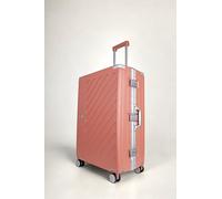 100% Polycarbonate Zipperless Large Suitcase, Hardshell Check in Luggage with Double TSA Locks and 4 Wheels, Aluminium Alloy Handle, Pink Suitcase for Travel