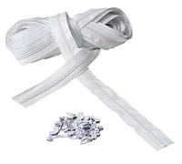 Zippers Measure 5# Continuous Chain - 10 Meters - Nylon Rope + 25 Sliders Included - Zip for Sewing, Clothes, Accessories, Home - Colour White - Width 30 mm, BS090184/01