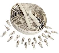 Zipperstop #3 Nylon Coil Continuous Zipper Chain by YKK 5 Yards with 20 Automatic Lock Zipper Pulls Same Color for DIY Sewing Crafts or Bags (Beige #572)