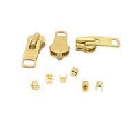 ZipperStop Distributor YKK -Zipper Repair Kit Solution YKK #10 Extra Heavy Weight Pull Sliders Metal Made in USA - 3pcs (YKK #10 Brass Slider)