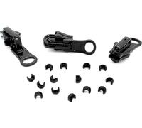 ZipperStop Wholesale Distributor YKK Zipper Repair Kit Solution, YKK #5 Molded Reversible Fancy Pulls Vislon Slider Made in USA - 3 Pulls Per Pack (Black)