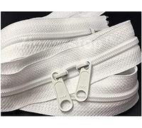 Zipperstop Wholesale - Double Slide Zipper YKK #4.5 Coil with Two Long Pull Head to Head Closed Ended on Both Sides Made in USA (30 inch - 2pcs, White)