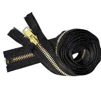 Zipperstop Wholesale YKK- Extra Heavy Duty Jacket Zipper YKK #10 Brass- Metal Teeth Separating -Chaps Zippers for Crafter's Special Color Black #580 Made in USA -Custom Length (36 inches)