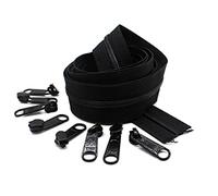 Zipperstop Wholesale - YKK Zippers by Yard, 4.5 Coil Zippers Chain with Pulls Made in USA (2-Yards of Zipper Tape and 8 Pulls, Black)