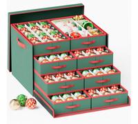 ZIPPEU Christmas Bauble Decorations Storage Box, Holds Up to 75 Tree Ornament Balls, Holiday Ornaments Organiser, Divided on 3 Trays with Dividers to Organize Durable 600D Oxford Material