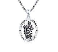 ZIPPICE 925 Sterling Silver Jude Medal Religious Necklace Protection Good Luck Amulet Necklace Jewellery Gifts for Men Women