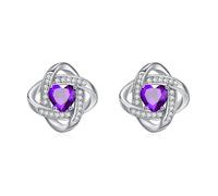 ZIPPICE February Birthstone Earrings 925 Sterling Silver Amethyst Stud Earrings Celtic Knot Stud Birthstone Jewellery Gifts February Birthday Gifts for Women Mom