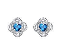 ZIPPICE March Birthstone Earrings 925 Sterling Silver Aquamarine Stud Earrings Celtic Knot Stud Birthstone Jewellery Gifts March Birthday Gifts for Women Mom