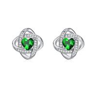 ZIPPICE May Birthstone Earrings 925 Sterling Silver Emerald Green Stud Earrings Celtic Knot Stud Birthstone Jewellery Gifts May Birthday Gifts for Women Mom