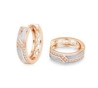 ZIPPICE Opal Hoop Earrings for Women 925 Sterling Silver White Opal Earrings Small Hoop Earrings Opal Hoop Earrings Huggie Earrings Opal Jewellery Mothers Day Gifts for Mum (Rose Gold)