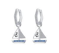 ZIPPICE Sailing Boat Dangle Earrings, 925 Sterling Silver, Nautical Earrings, Ocean Jewellery, Birthday Gifts for Women Girls