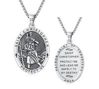 ZIPPICE Saint Christopher Necklace for Mens 925 Sterling Silver St Christopher Pendant Necklace Saint Patron Medal Jewellery Gifts for Men
