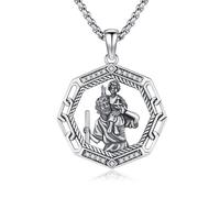 ZIPPICE Saint Christopher Necklace for Mens 925 Sterling Silver St Christopher Pendant Necklace St Christopher Pendant Saint Patron Medal Jewellery Gifts for Men