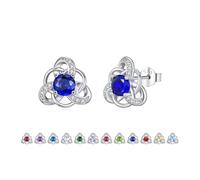 ZIPPICE September Birthstone Earrings 925 Sterling Silver Sapphire Stud Earrings Celtic Knot Stud Birthstone Jewellery Gifts September Birthday Gifts for Women
