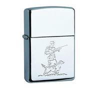 Zippo 50854737 Lighter - Motif of Huntsman with Hunting Dog, White