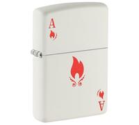 Zippo Ace Storm Lighter, Colorful Printing, Refillable, Windproof Design, Gift Box, Made in USA, Matte White (White Matte)