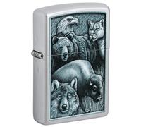 Zippo Animal Kingdom Design Satin Chrome Pocket Lighter