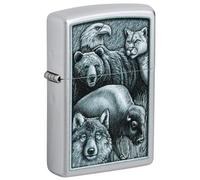 Zippo Animal Kingdom Design Satin Chrome Pocket Lighter