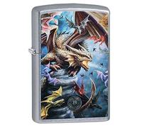 Zippo Pocket Lighter, Brass, Street Chrome Multicolor Dragon, 1 Count (Pack of 1)