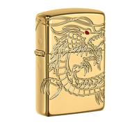 Zippo Armor Chinese Dragon Windproof Pocket Lighter - High Polish Gold Plate