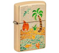 Zippo Beach Day Design High Polish Brass Pocket Lighter