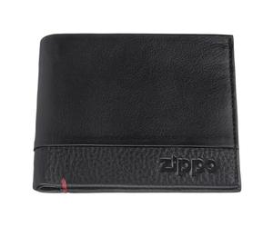 Zippo Bi-Fold Wallet - Made of High Quality Nappa Leather - Ideal for Credit Cards - Landscape Format - RFID Protection - Unisex - Black Model - 12x9x2 cm