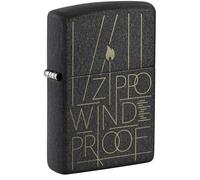 Zippo Black Crackle Line Art 60007186 Petrol Lighter Unfilled