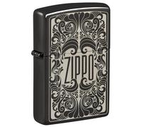 Zippo Black Gloss Filigree Logo Lighter
