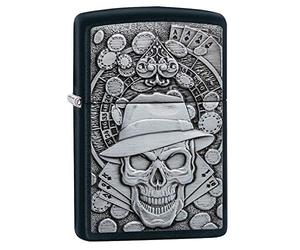 ZIPPO - Black Ice - Gambling Skull, Emblem - gasoline Windproof lighter, refillable, in gift box